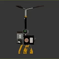 Traffic Signal Pole Structure With Green Lights Top Lamp And Warning Striped Base