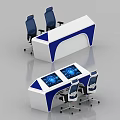 Monitoring Room Setup With White And Blue Console Chairs And Digital Screens