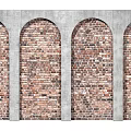 Decorative Brick Wall Backdrop With Arched Design And Concrete Frames For Modern Interior 3d model