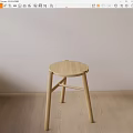 Light Wood Side Table With Round Top Three Legs And Simple Design 3d model