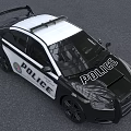 Modern Black And White Police Car With Light Bar Push Bumper And Lettering