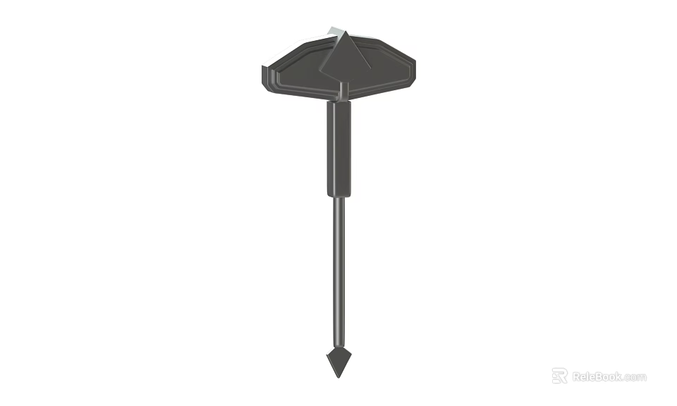 Hexagonal Head Hardware Tool With Slender Shank And Sharp Pointed Tip 3d model 