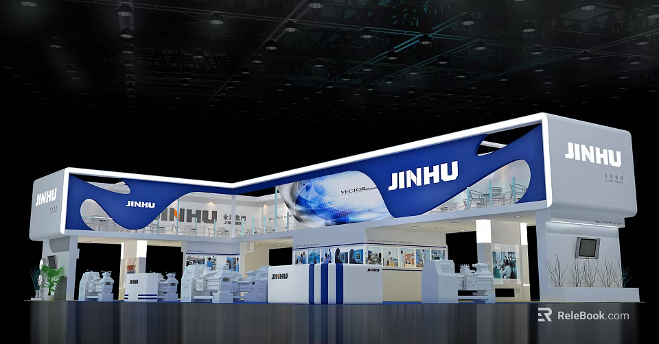 JINHU Exhibition Booth With Modern Design And Product Display Area 3d model 