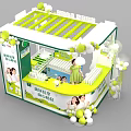 Green Themed Food Booth With Balloon Decorations And Product Display For Delicious Light Enjoyment