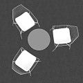 Modern Round Table And Chairs Set With Wireframe Backs And Light Cushions 3d model