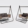 Outdoor Hanging Chair With Metal Frame And Comfortable Cushions And Pillows
