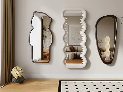 Unique Shaped Wall Mounted Mirrors For Modern Living Room Interior Decor 3d model