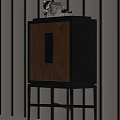 Modern Entryway Side Cabinet With Wooden Door Panel And Black Metal Frame Design
