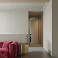 Modern Open Dining And Living Room Design With Red Sofa Dining Table And Chairs
