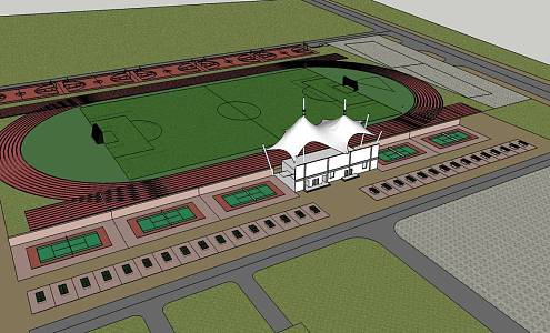 modern football stadium and grandstand 3d model