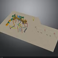 Colorful Outdoor Children's Playground With Slide Climbing Frame And Swings