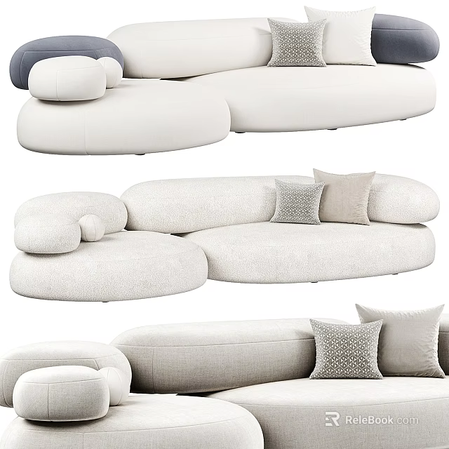 Elegant Modern Sectional Sofa With Soft Plush Cushions And Decorative Pillows 3d model 