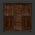 Dark Brown Wooden Bookcase With Carved Design Cabinet Doors And Open Shelves