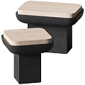 Modern Minimalist Coffee Table Set With Light Stone Top And Dark Geometric Base 3d model