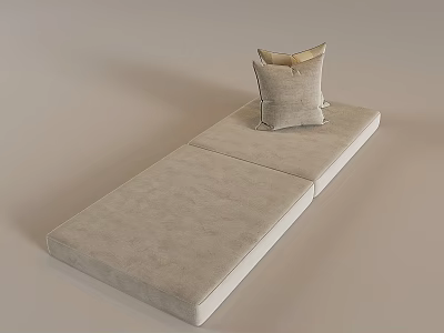 Beige Upholstered Bench With Soft Matching Cushion Ideal For Home Living Areas 3d model