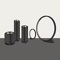Modern Black Outdoor Lights With Illuminated Cylindrical And Circular Ring Shapes Design