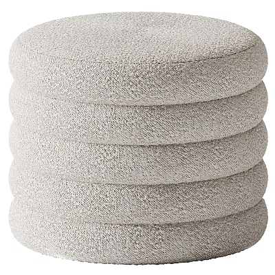 Light Gray Textured Fabric Round Stacked Sofa Stool For Living Room Decor 3d model