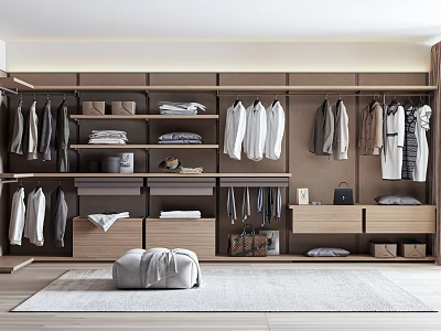 Modern Log Wardrobe Open Wardrobe Cloakroom Full-Face Wardrobe 3d model