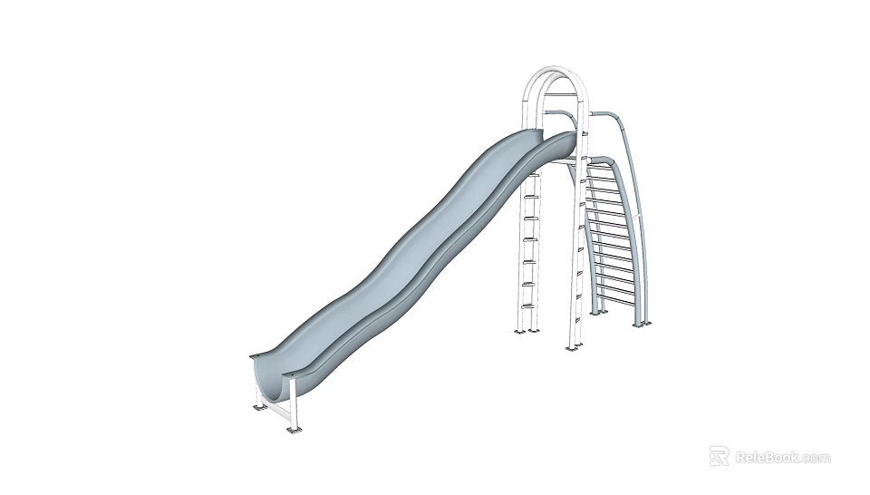 Outdoor Playground Slide For Children With Metal Staircase And Smooth Sliding Surface 3d model 