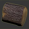 Rustic Wooden Stump With Cross Section Growth Rings And Natural Bark Texture