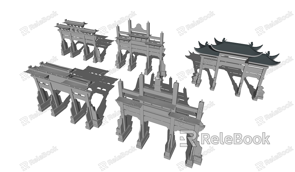 Chinese style archway archway model