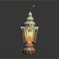 Traditional Decorative Lantern With Colorful Patterns Layered Structure And Ornate Design