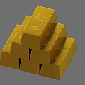 Shiny Gold Bars Stacked In Pyramid Shape With Engraved Inscriptions 3d model