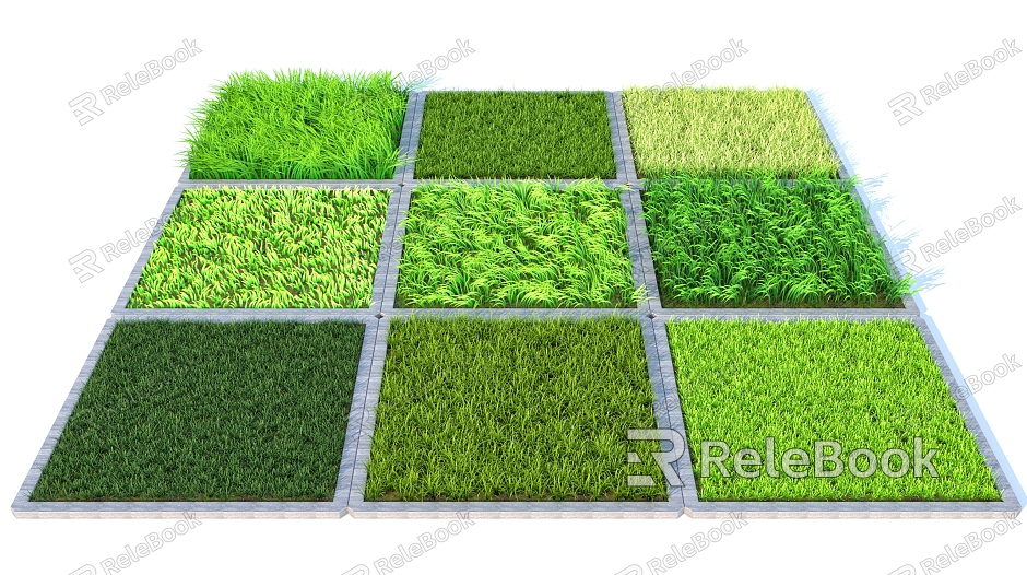 lawn green grass park grassland weed heap model