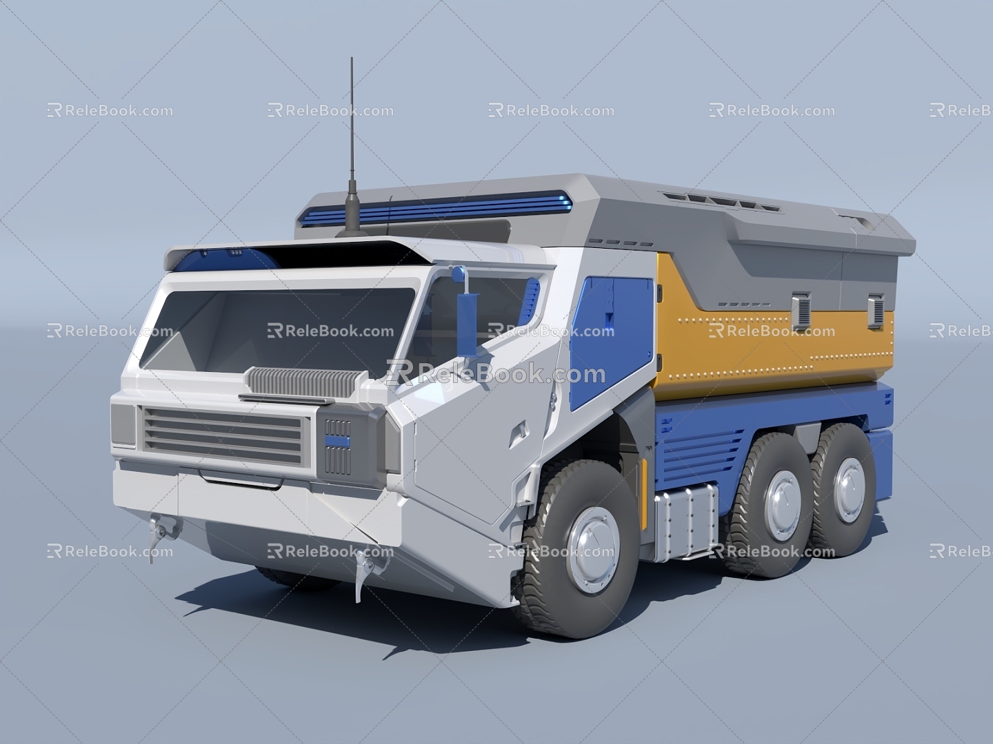 Heavy truck cartoon vehicle stylized sketch sci-fi transport vehicle future car 3d model