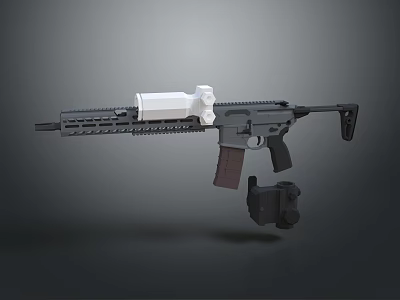 Modern Tactical Rifle With White Optic Sight Black Body And Detachable Magazine 3d model