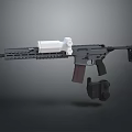 Modern Tactical Rifle With White Optic Sight Black Body And Detachable Magazine