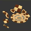 Red And White Checkered Dessert Bites Square And Heart Shaped On Circular Base