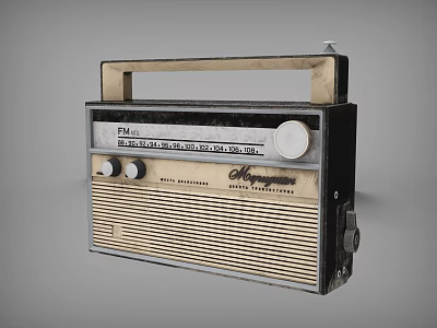 Vintage Radio With Classic Retro Design And Wooden Handle For Daily Use 3d model