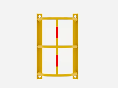 Public Facility Safety Barrier With Yellow Frame And Red Stripes Design 3d model
