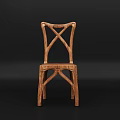 Natural Wooden Armchair With Cross Back Design And Simple Structure