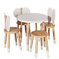 Round White Table and Chair Set with Four Wooden Butterfly Backrest Chairs