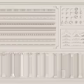 French carved plaster line French Roman column top corner line 3d model