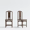Classic Chinese Solid Wood Dining Chairs With Carved Backrest And Traditional Patterns 3d model