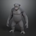 3D Gorilla Model in Standing Pose with Gray Muscular Body Design