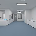 Modern Laboratory Interior With Lab Benches Computers Fume Hoods And Warning Signs