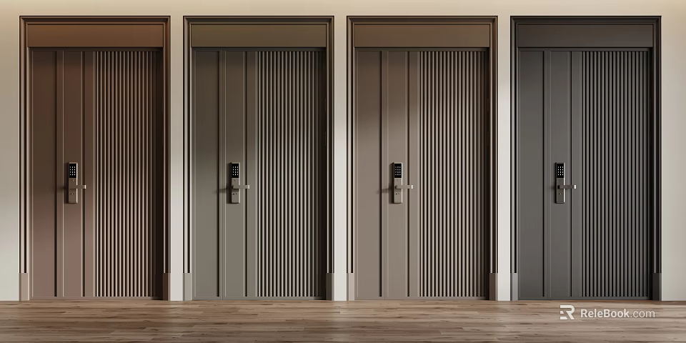 Modern Style Security Doors With Different Finishes And Electronic Locks 3d model