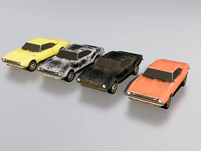 Colorful Classic Toy Cars Collection With Yellow Black And Orange Models 3d model