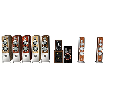 High Quality Home Audio Speakers with Various Styles and Wooden Finishes 3d model