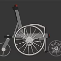 Modern Wheelchair With Red Seat Black Frame Gold Wheels And Reflective Design