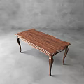 Elegant Walnut Wooden Dining Table With Curved Legs And Smooth Surface