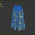 Green Layered Skirt With White Patterns And Waist Tie Fashionable Women's Clothing For Casual Wear