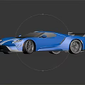 Modern Blue Sports Car With White Stripes Sleek Body Black Wheels And Rear Spoiler