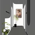 Beauty in Bloom Store Interior With Female Portrait Palm Plants And Arched Doorways