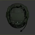 Tactical Green Weapon Helmet Equipped With Goggles And Microphone For Military Use 3d model