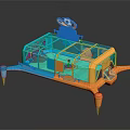 Colorful Blue And Orange Children's Sports Playground Equipment With Net Structure Platform And Support Legs